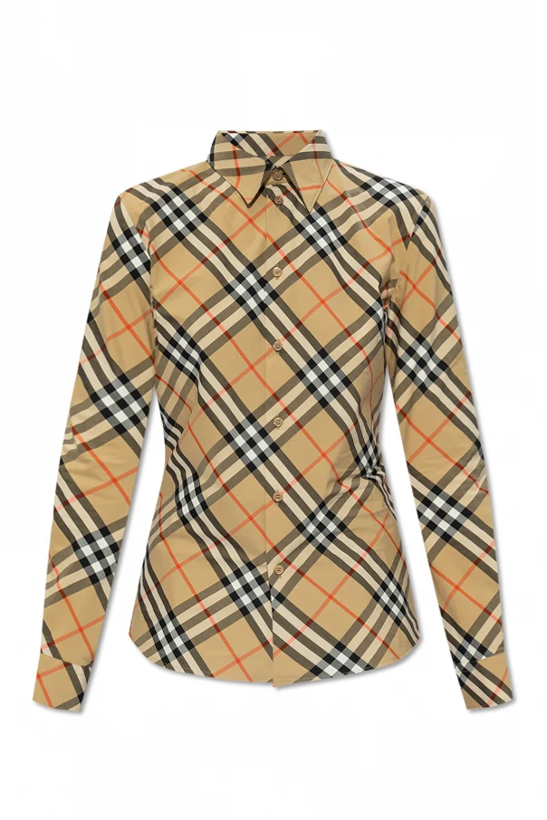 beige Tailored Check Shirt