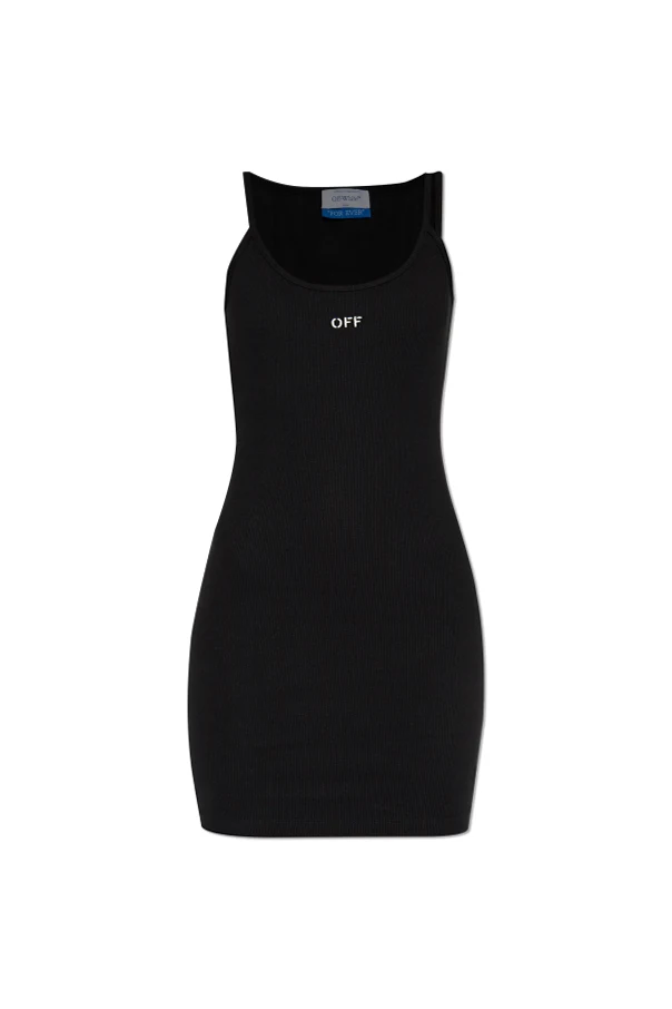 CZARNY Prążkowana sukienka