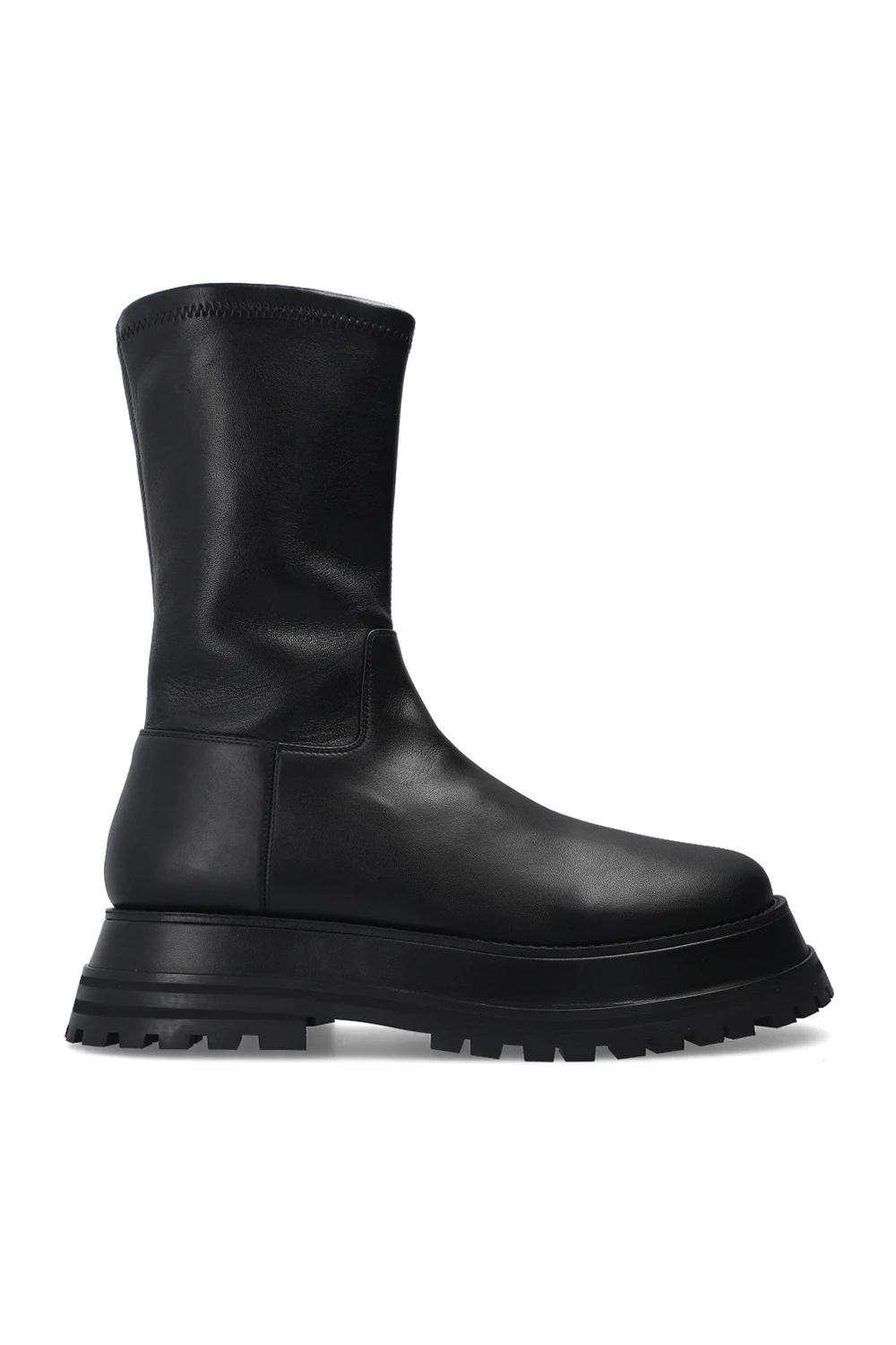 BLACK Leather platform boots