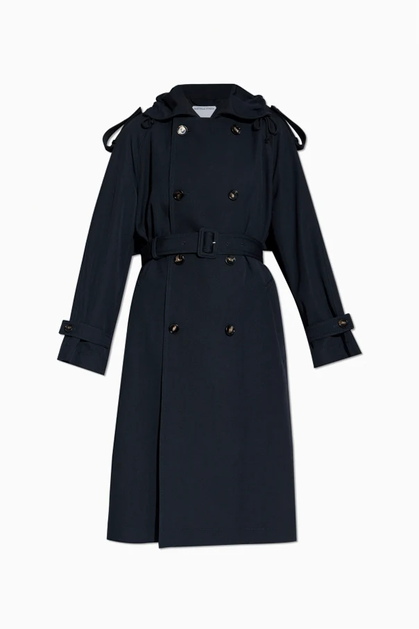 GRANATOWY Dwurzędowy trencz