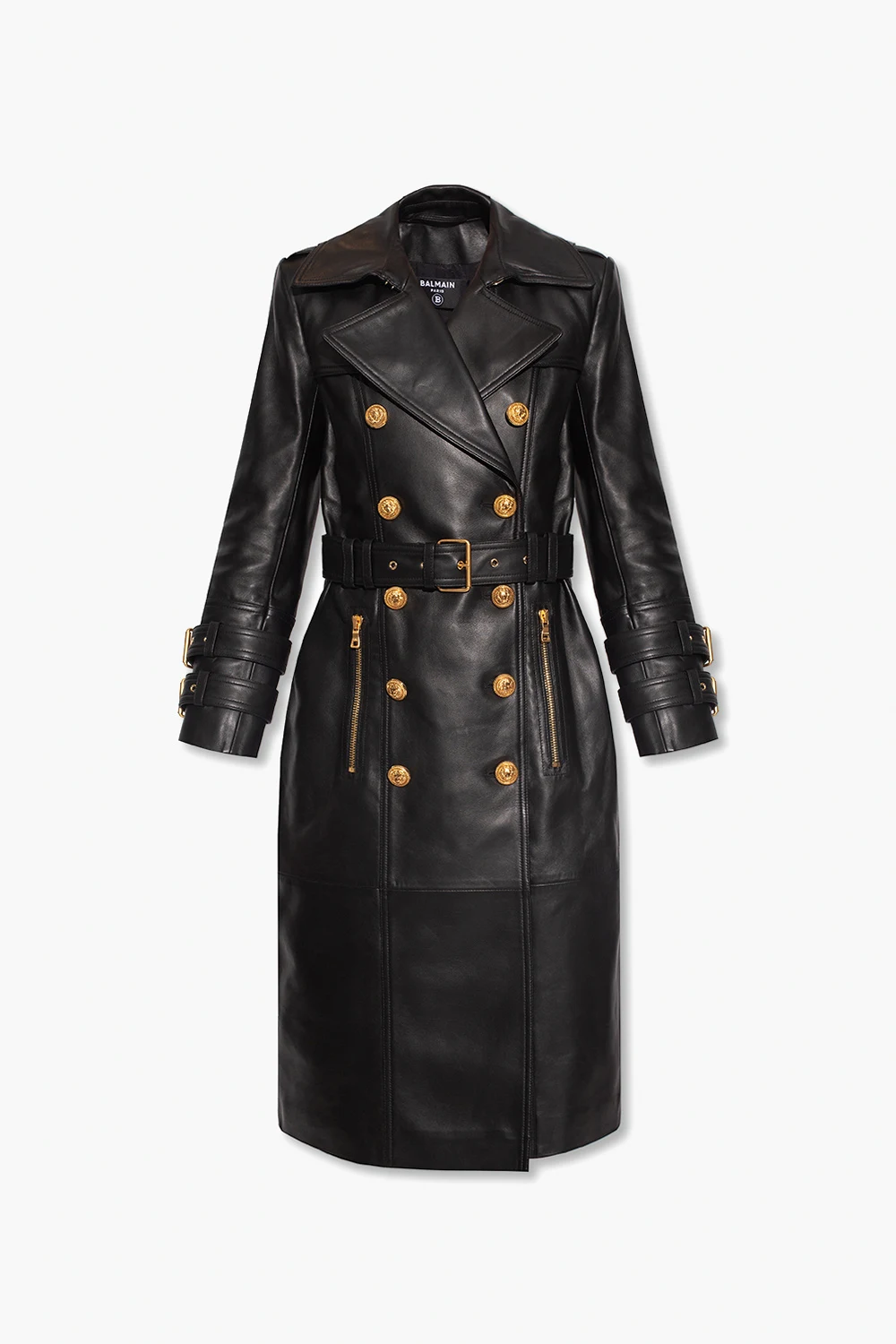 BLACK Leather trench coat