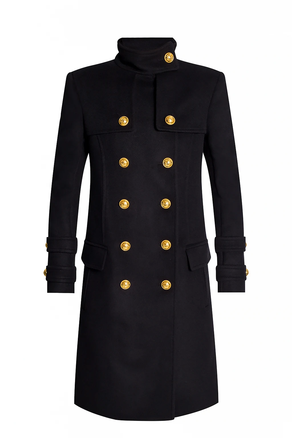 BLACK Double-breasted coat