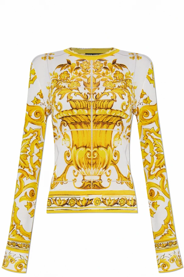 GELB Pullover mit 'Majolika' Druck