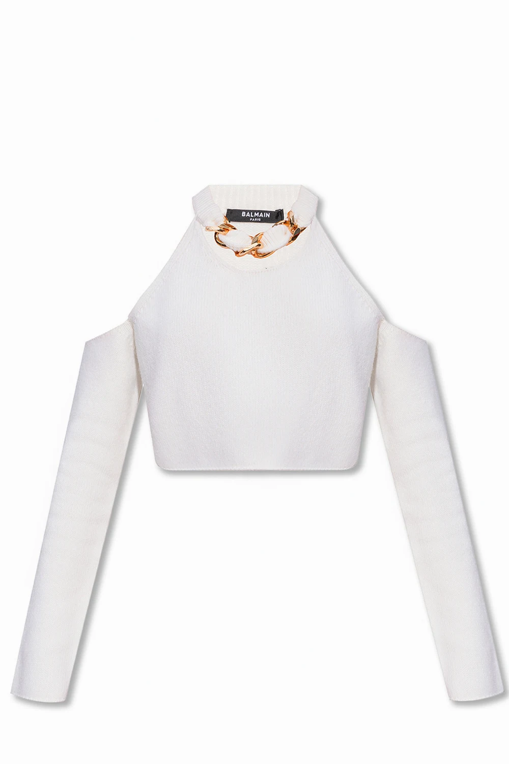 WHITE Appliquéd crop sweater