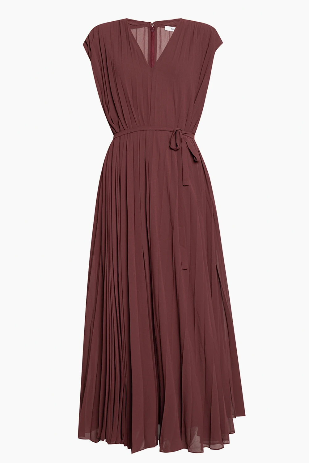BROWN Pleated sleeveless dress