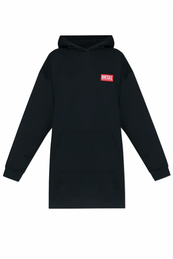 SCHWARZ Kleid mit 'D-BOXT-HOOD-LAB' Logo