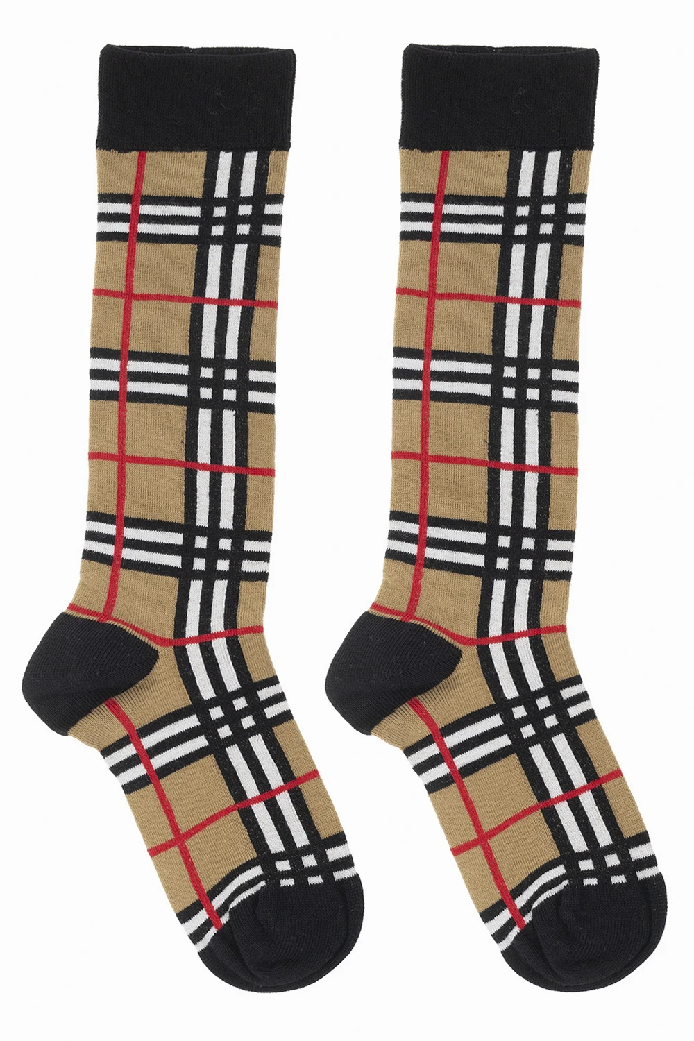 beige Checked socks