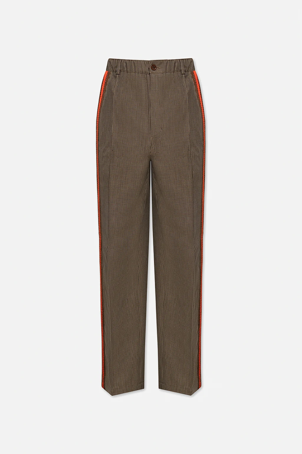 Patterned trousers with side stripes