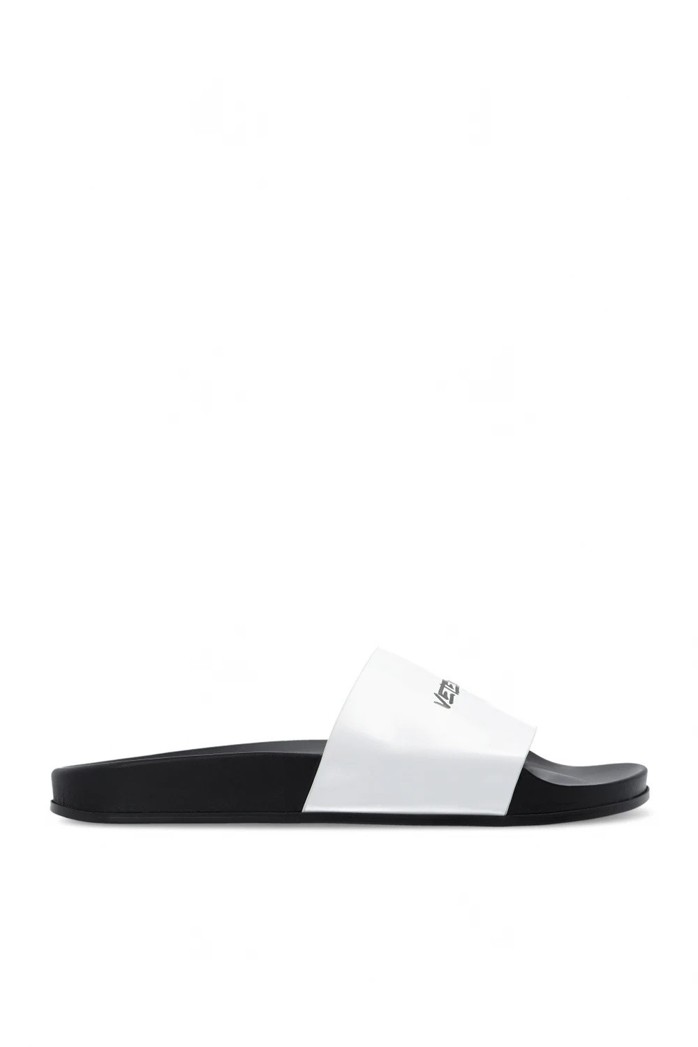 Leather slides with logo