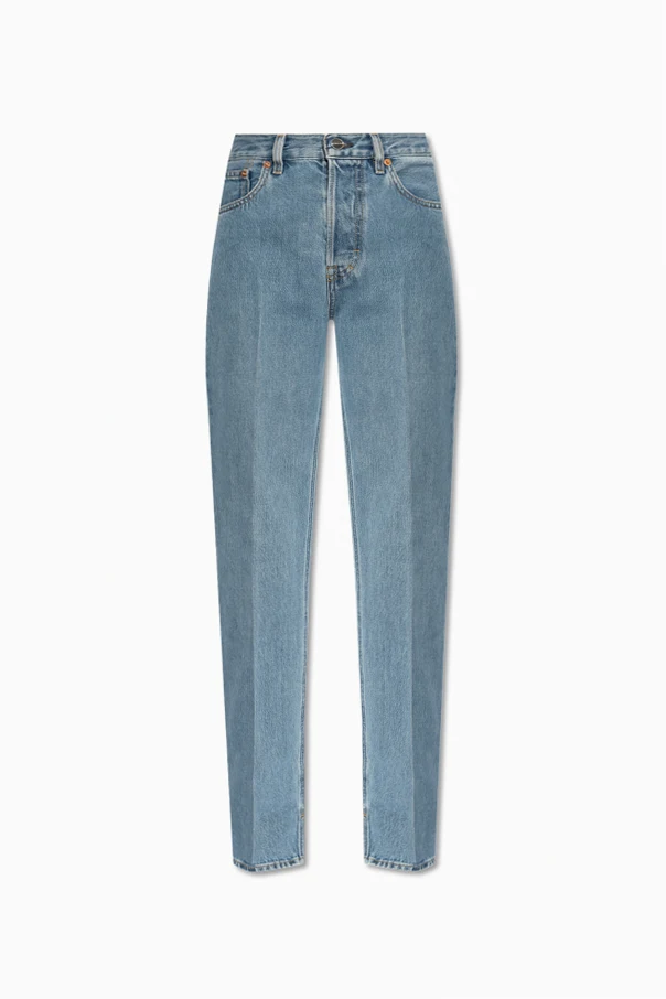 NIEBIESKI Jeansy z efektem `vintage`