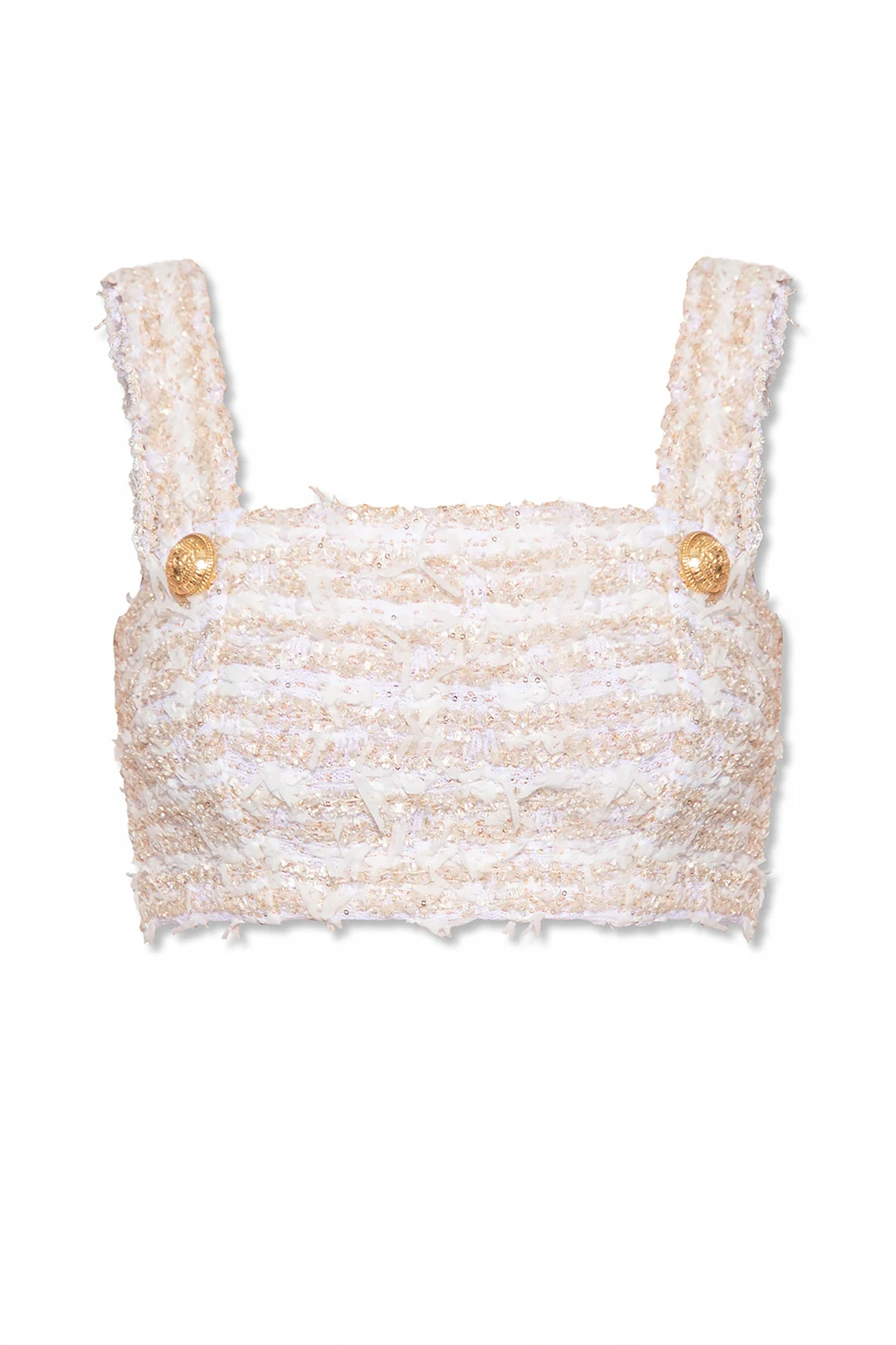 beige Cropped tweed top