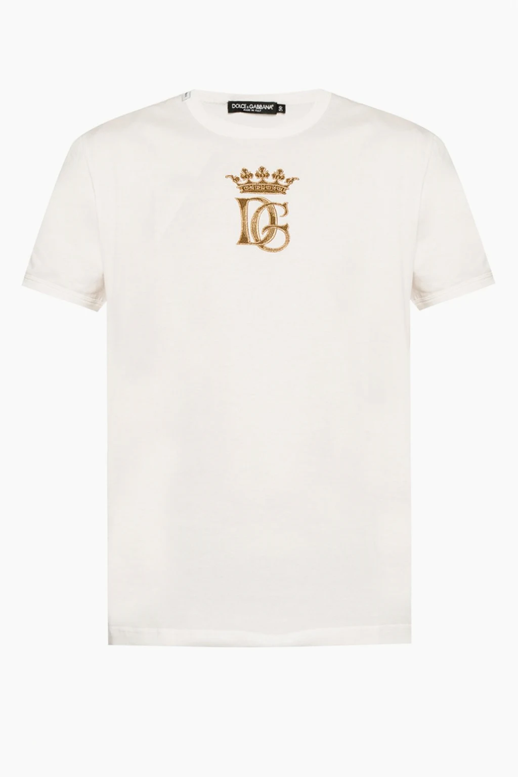 WHITE T-shirt with sewn-on logo