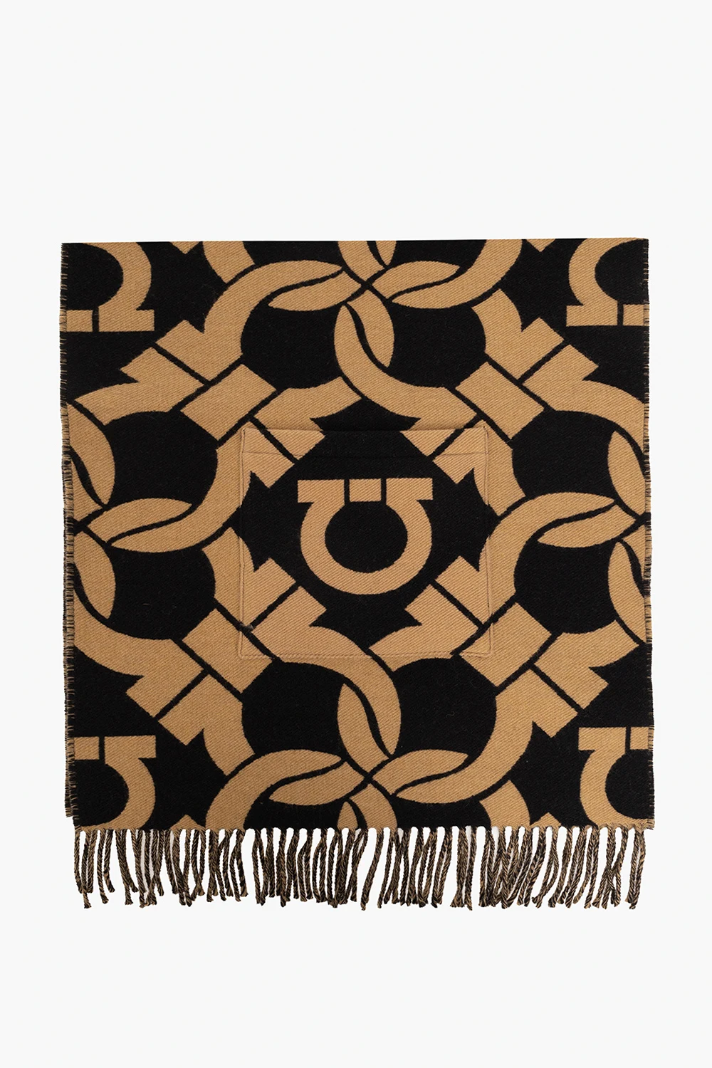 BLACK Wool scarf with pockets