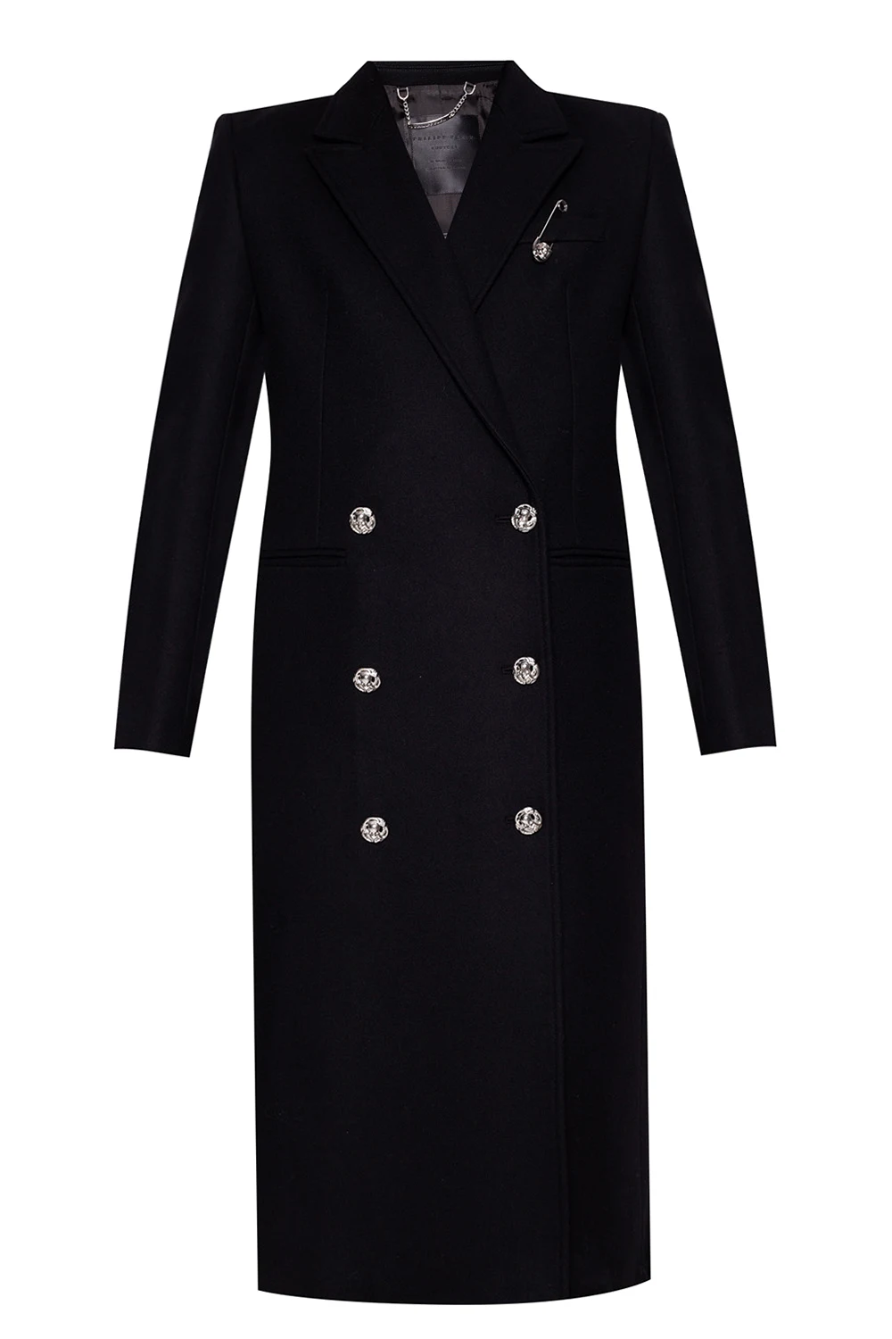 BLACK Double-breasted coat