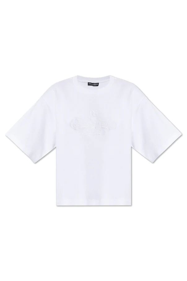 WEISS T-Shirt mit gesticktem Logo