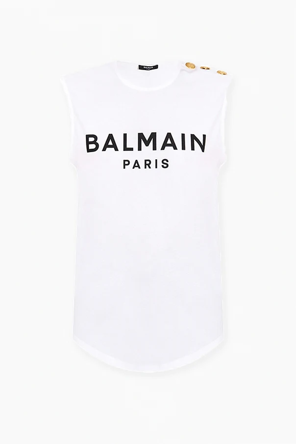 WHITE Sleeveless top with logo