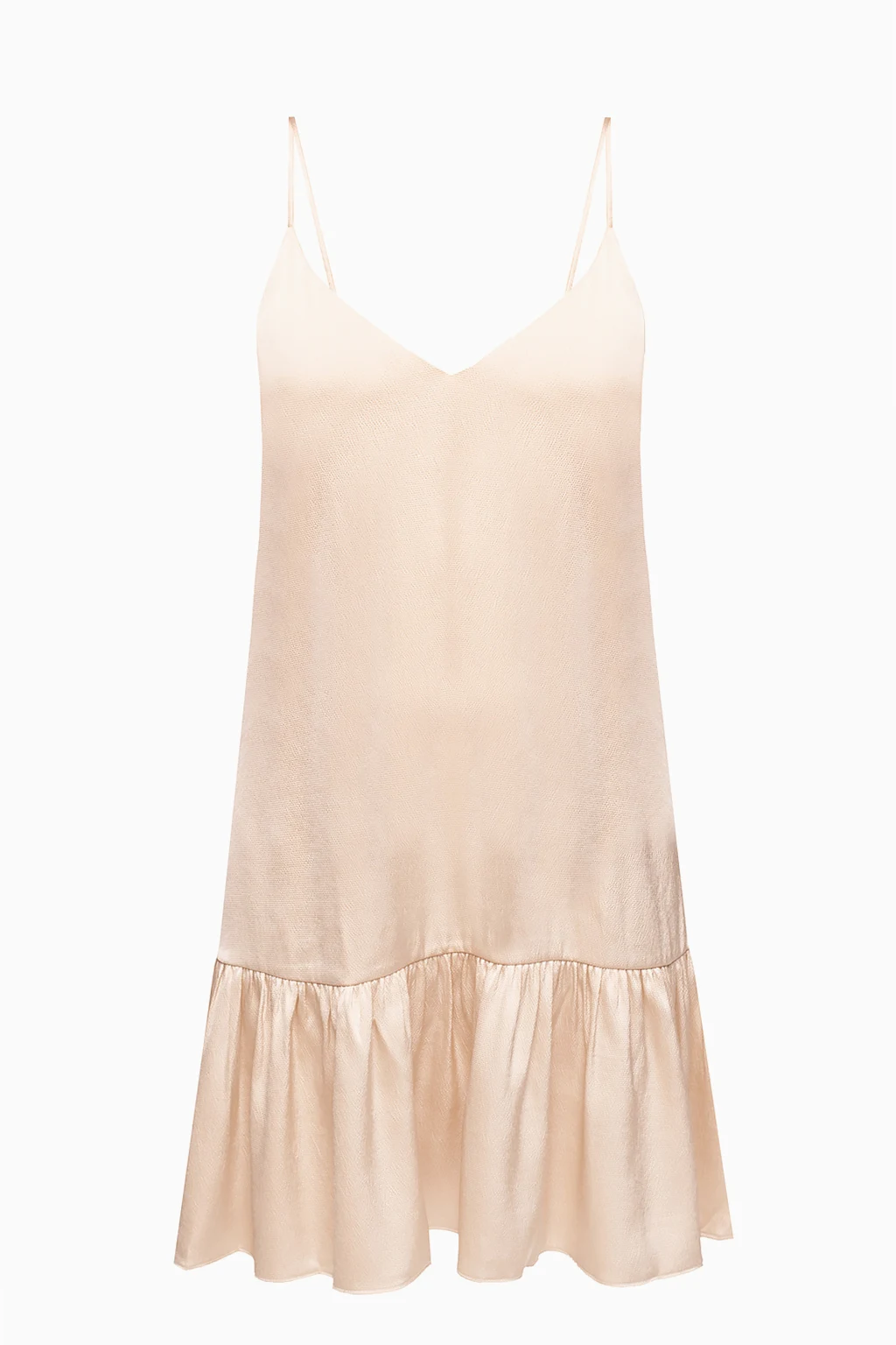 cream Ruffled slip dress