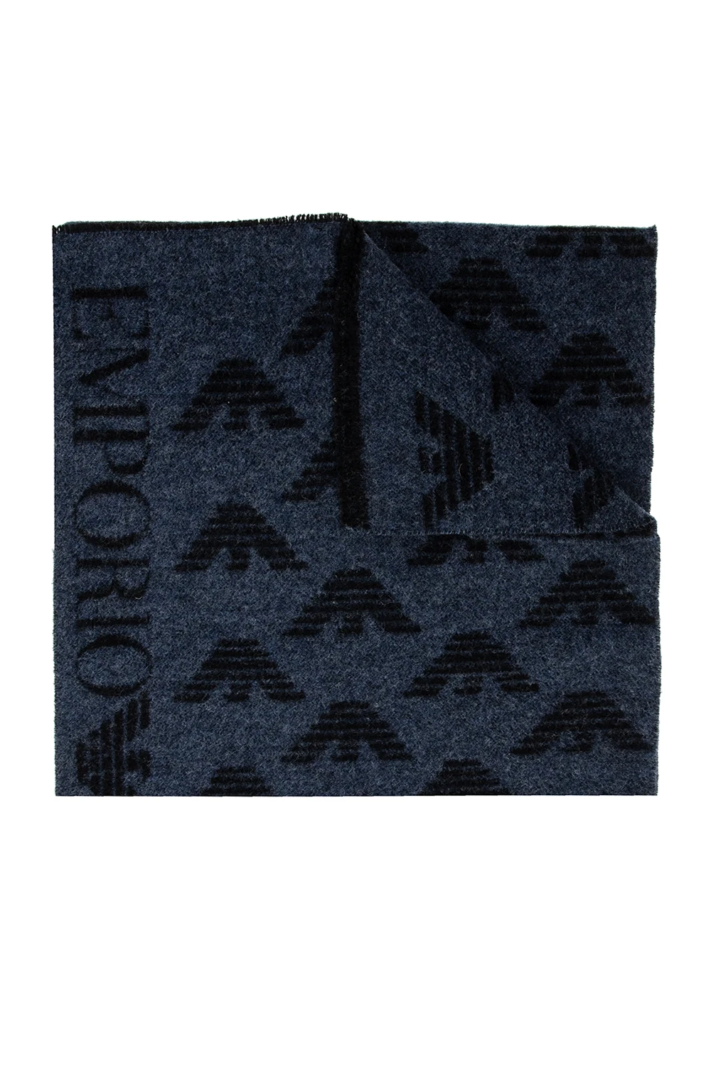 NAVY BLUE Wool scarf with logo