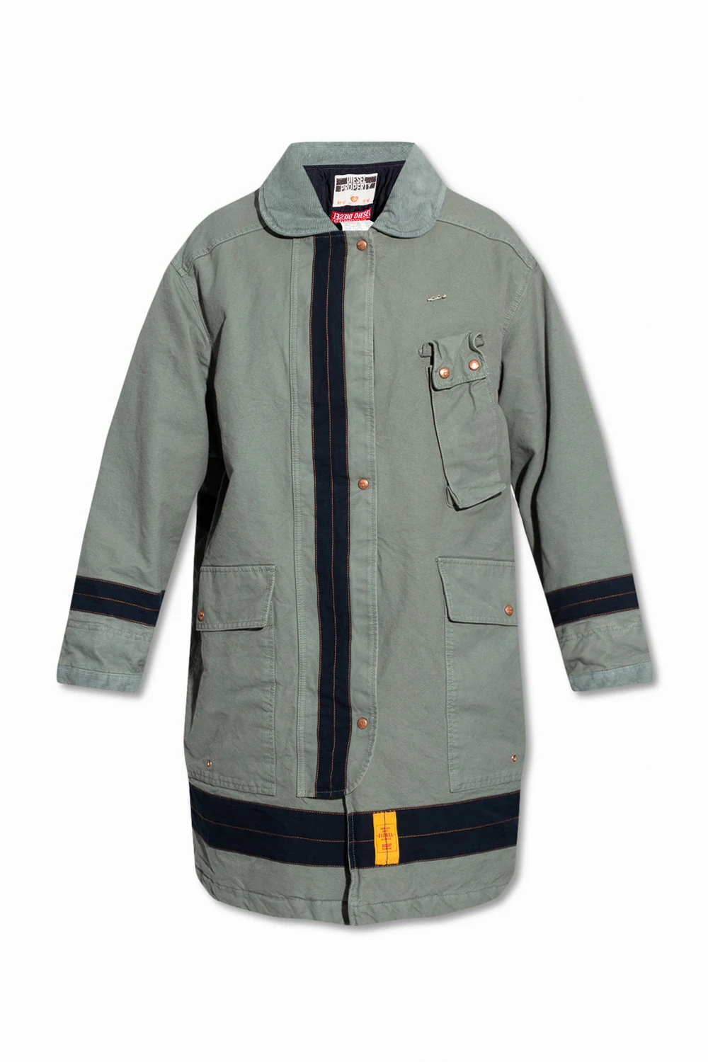 Coat with corduroy collar