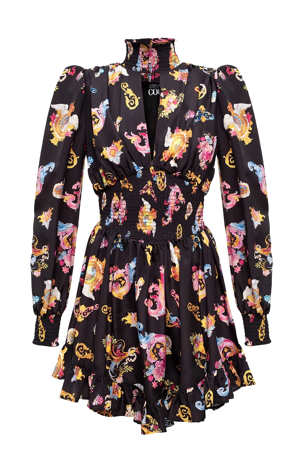 BLACK Barocco-printed flared dress