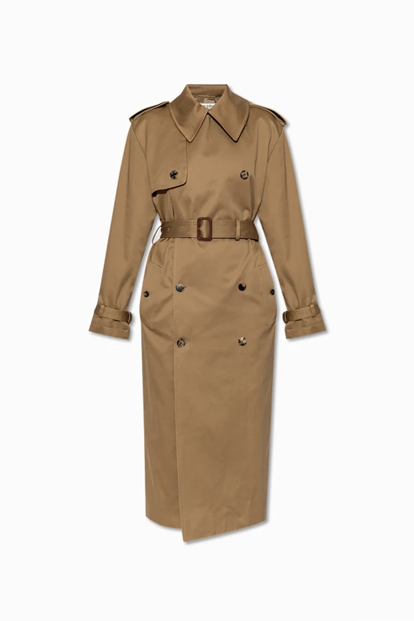 beżowy Bawełniany trencz z paskiem