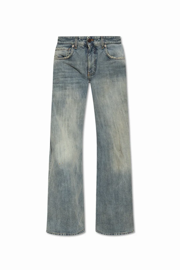 NIEBIESKI Jeansy z efektem ‘vintage’