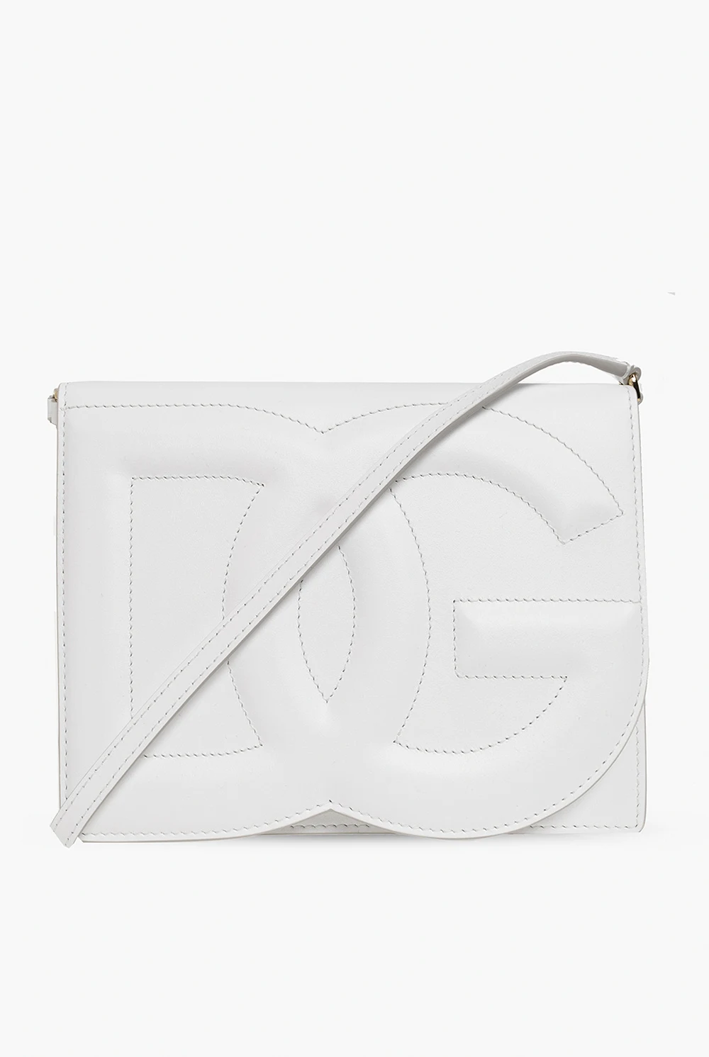 WHITE Leather shoulder bag with logo