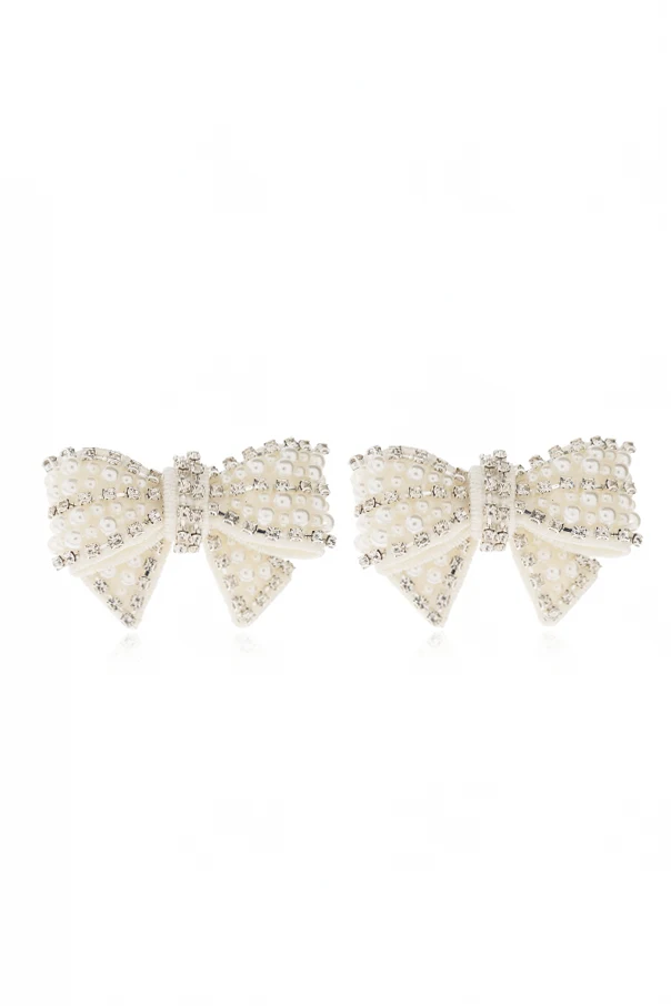 cream Earrings with shimmering crystals