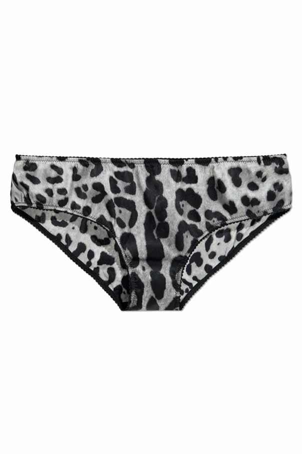 SZARY Jedwabne figi z motywem zwierzęcym