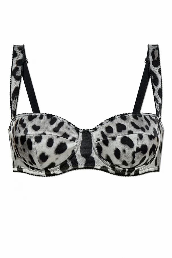 SZARY Jedwabny biustonosz z motywem zwierzęcym