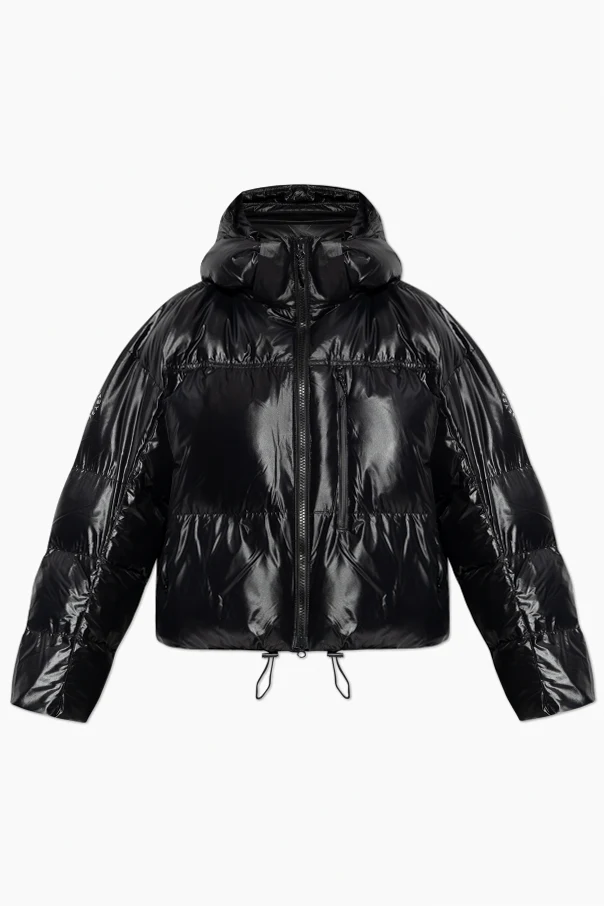 CZARNY Kurtka ocieplana z logo