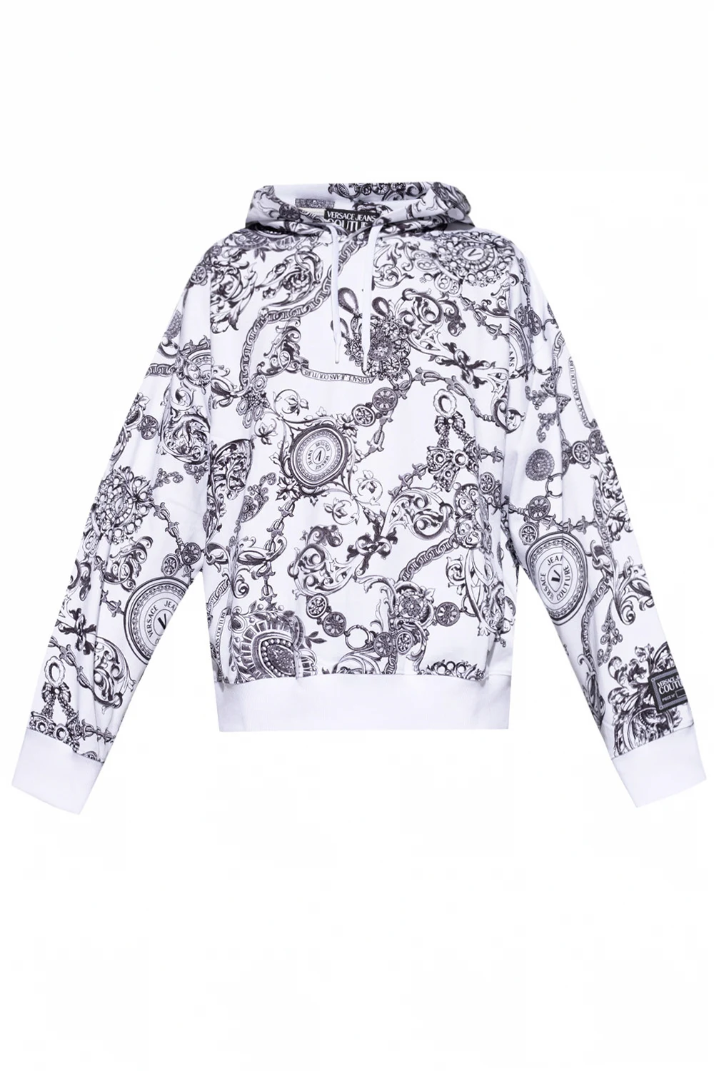 WHITE Hoodie with Baroque print