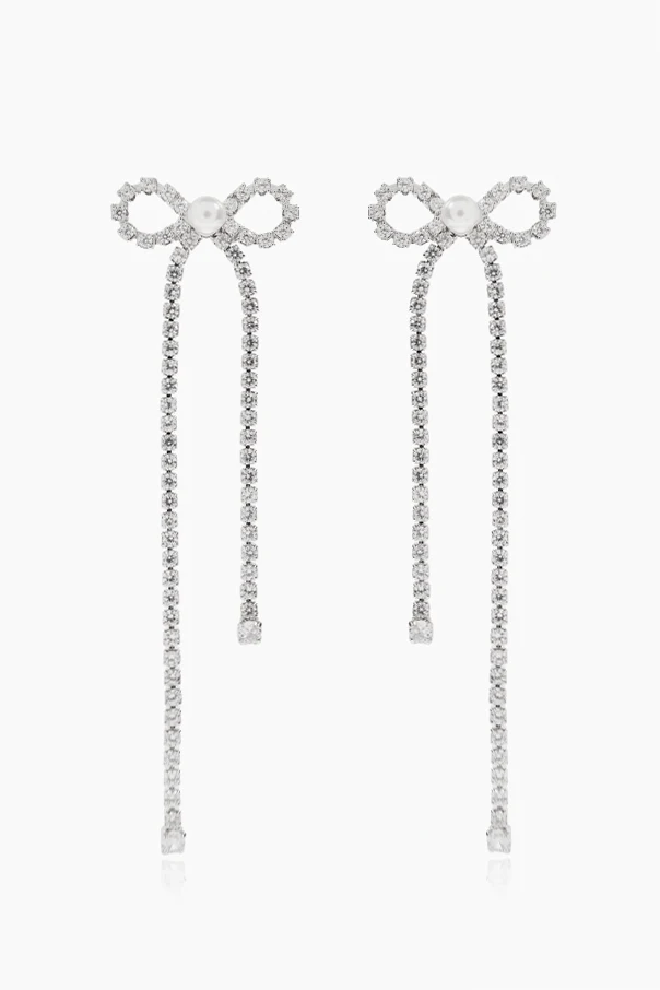 SILVER Long earrings with shimmering crystals