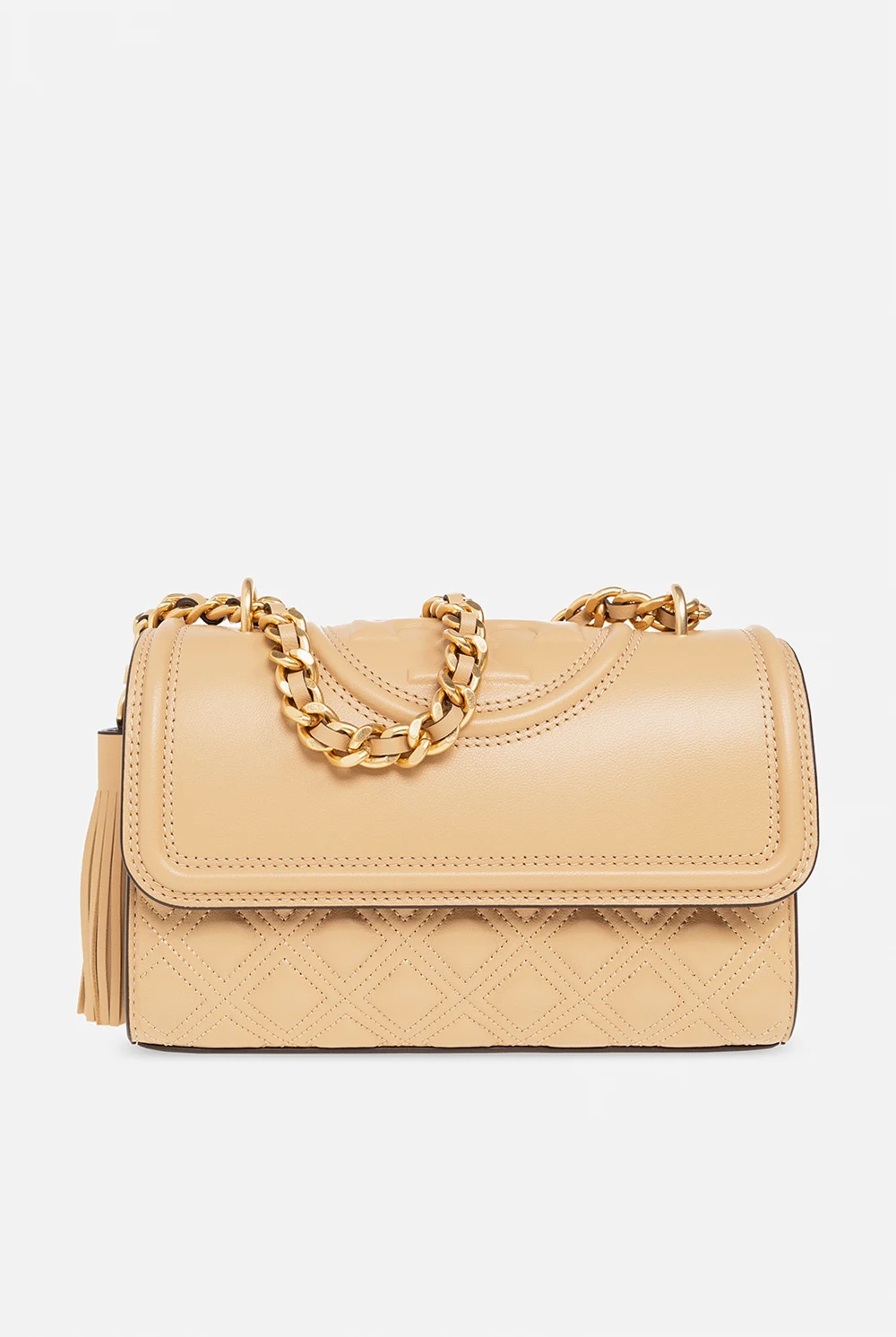 beige ‘Fleming Small’ quilted shoulder bag