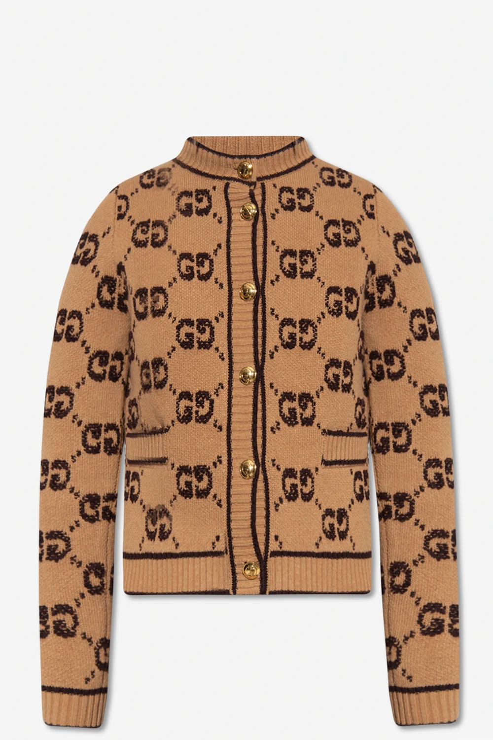 Wool cardigan with monogram