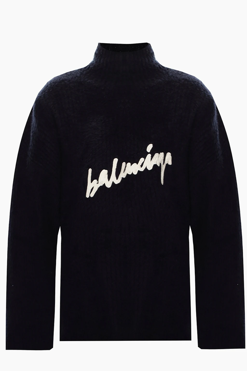 NAVY BLUE Turtleneck sweater with logo