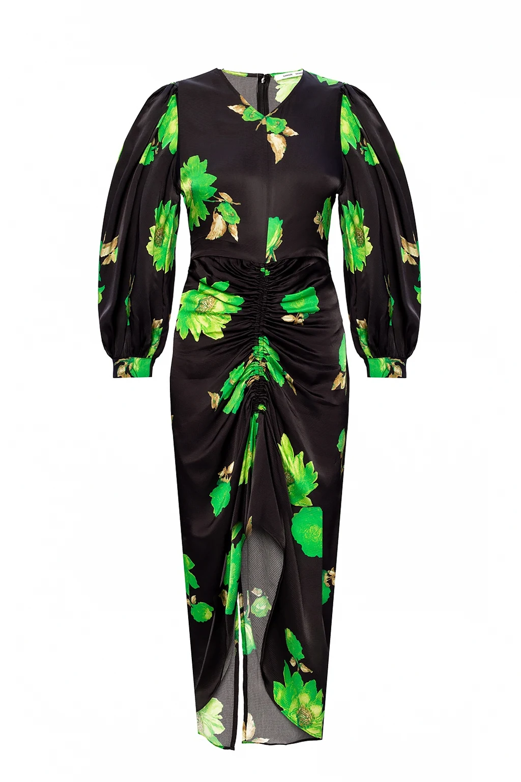 BLACK Floral-printed asymmetric dress