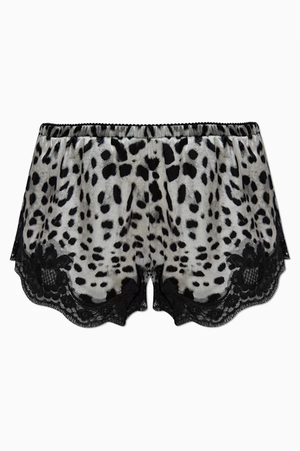 SCHWARZ Seidige Unterwäsche-Shorts mit Tiermotiv
