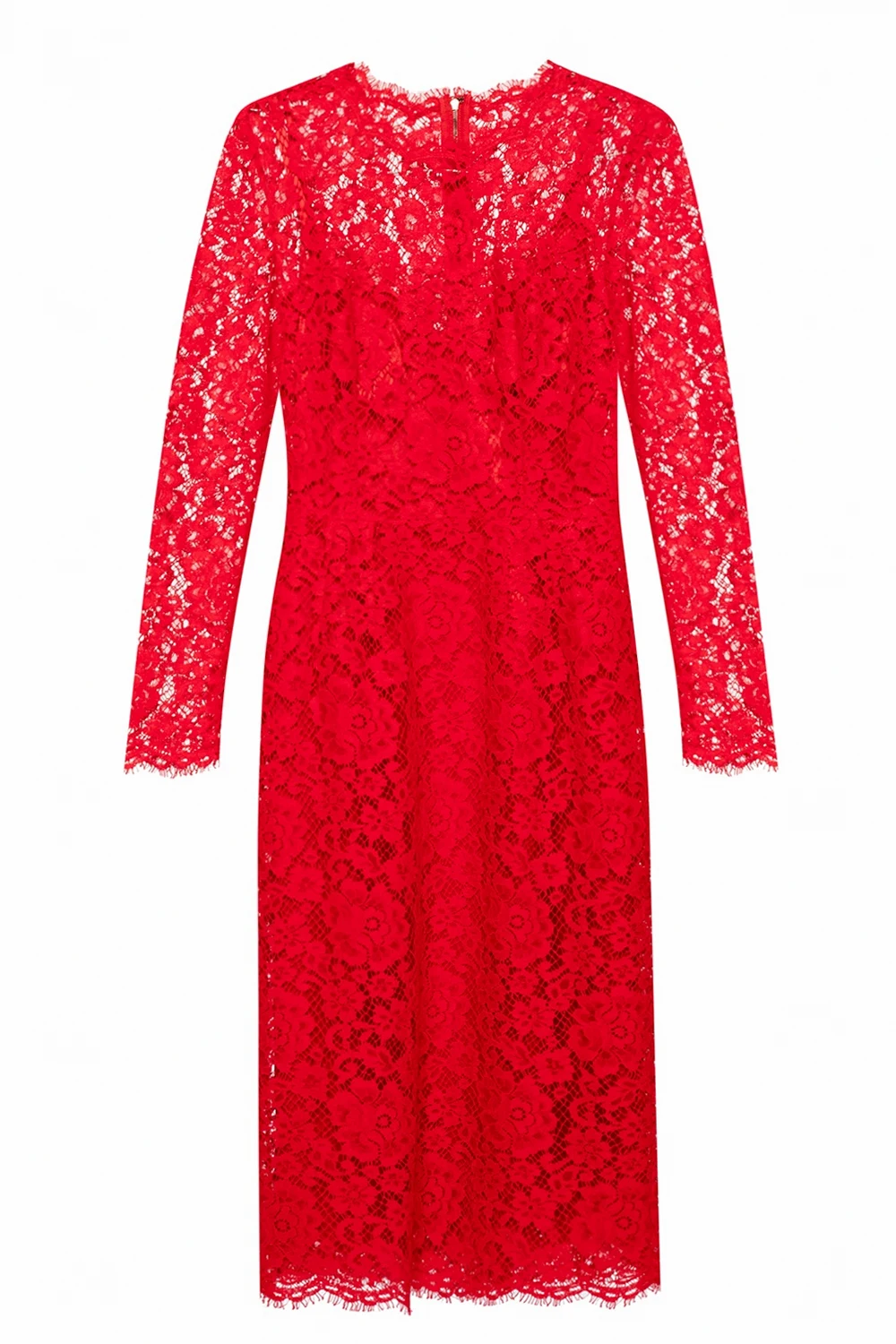 RED Openwork collared dress