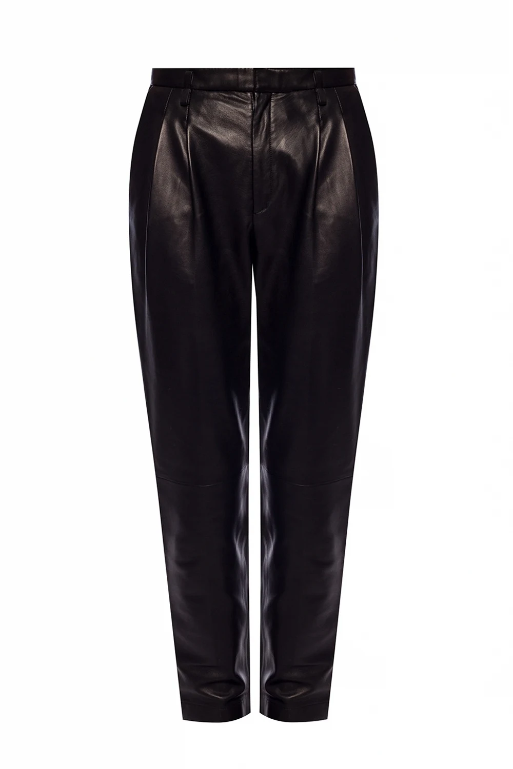 BLACK High-waisted leather trousers