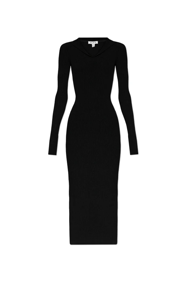 SCHWARZ Geripptes Kleid