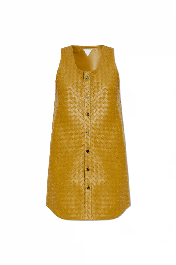 GRÜN Ärmelloses Lederkleid