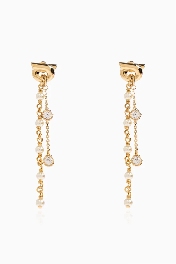 GOLD Lange Ohrringe mit Perlen