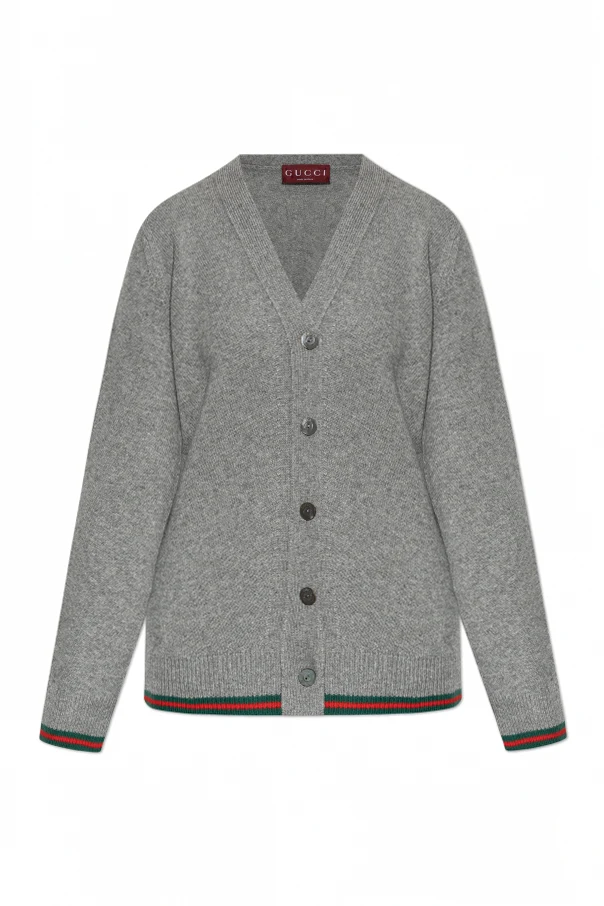 SZARY Kardigan z charakterystycznym paskiem `Web`