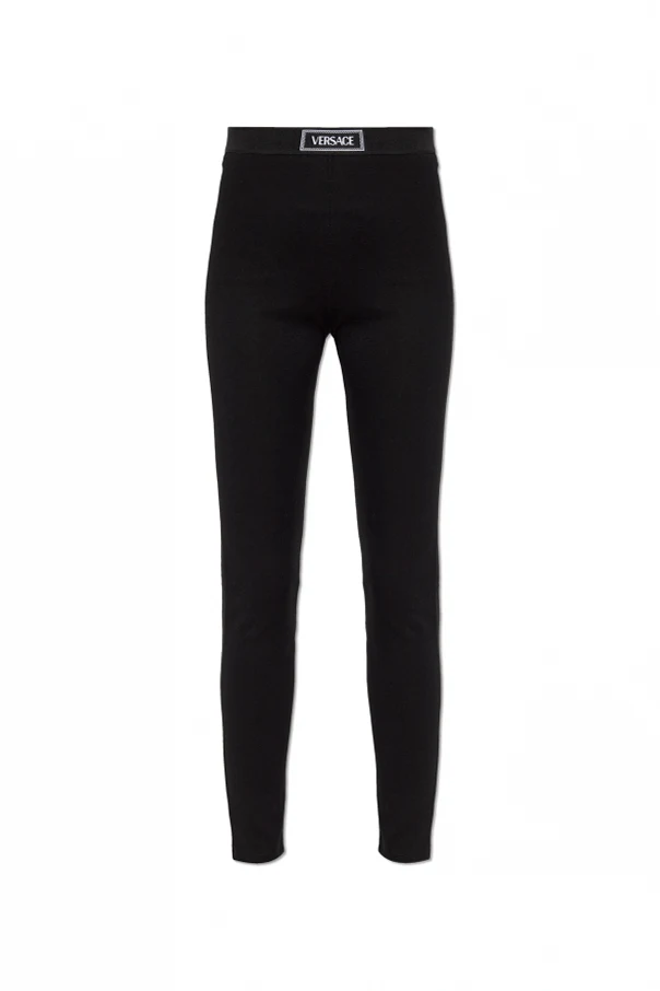 CZARNY Leginsy z naszywką z logo