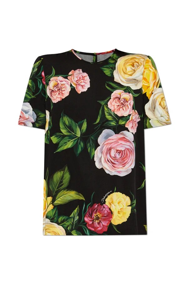 MEHRFARBIG Seidentop mit Blumenmotiv