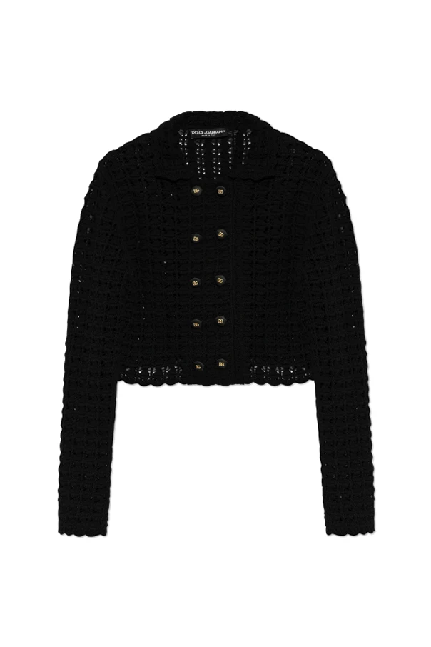 CZARNY Wełniany kardigan