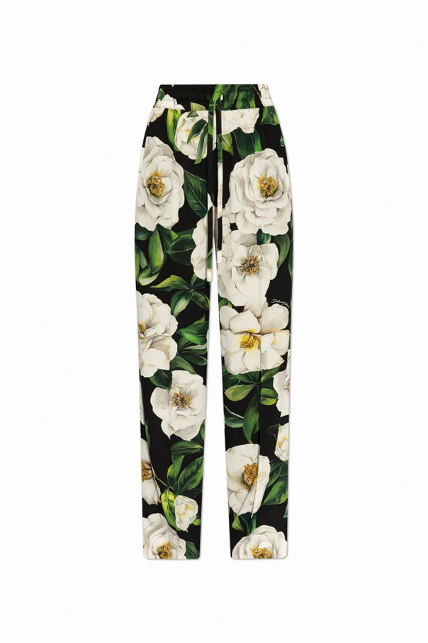 MEHRFARBIG Seidenhose mit Blumenmotiv