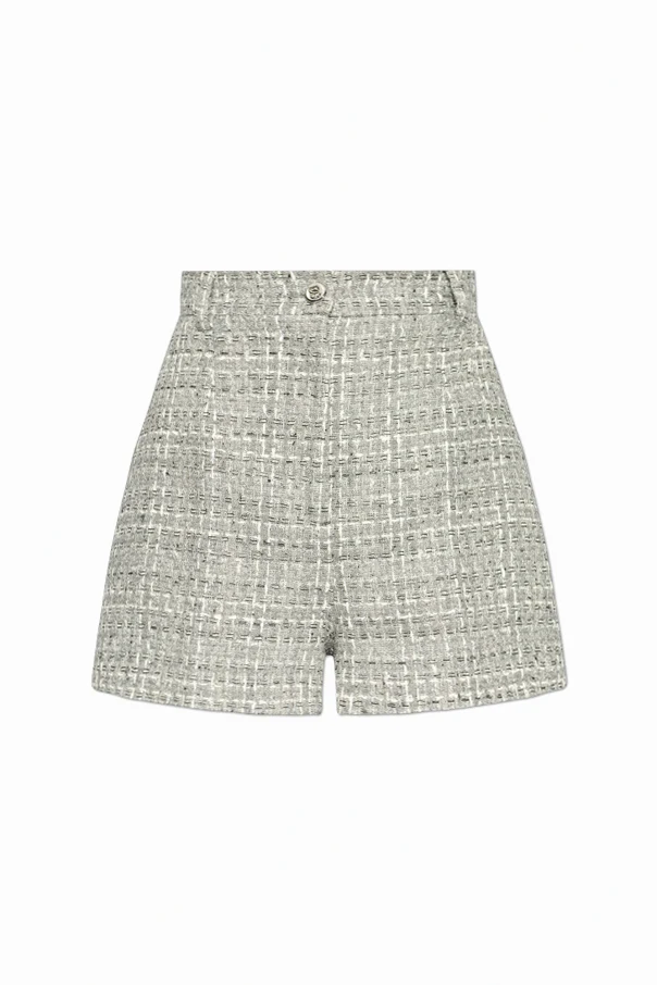GRAU Tweed-Shorts mit Lurexfaden