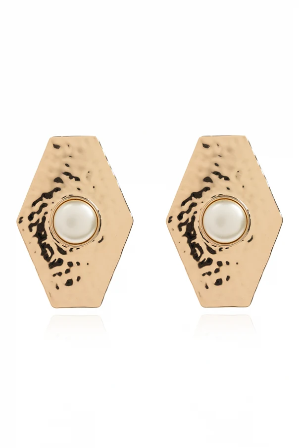 GOLD Brass earrings with glass pearl